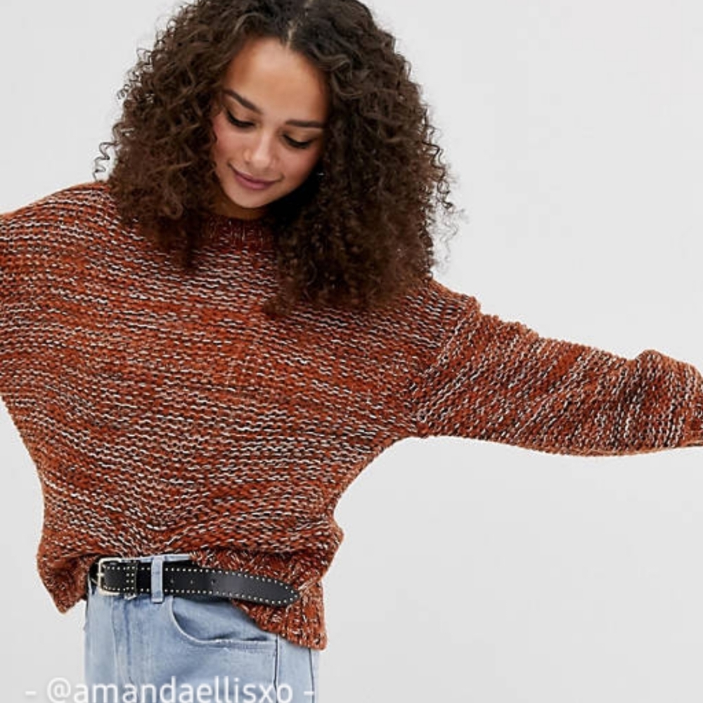 Brave Soul London Marled Chunky Knit Balloon Sleeve Sweater New!